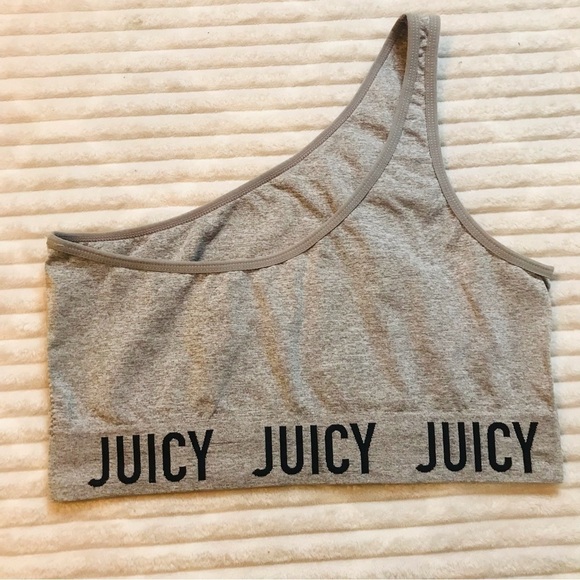 Juicy Couture Heather Gray One Shoulder Strap Knit Sports Bra Women’s size XL - Picture 2 of 4